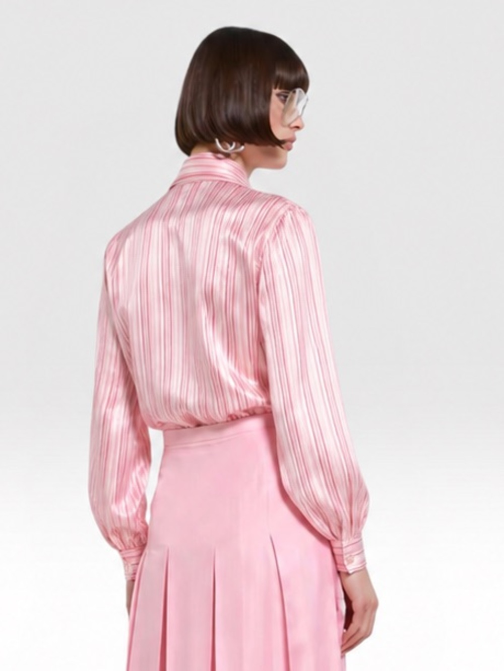 Vintage 70s Candy Cane Striped Tie Blouse Size Small - Picture 5 of 15